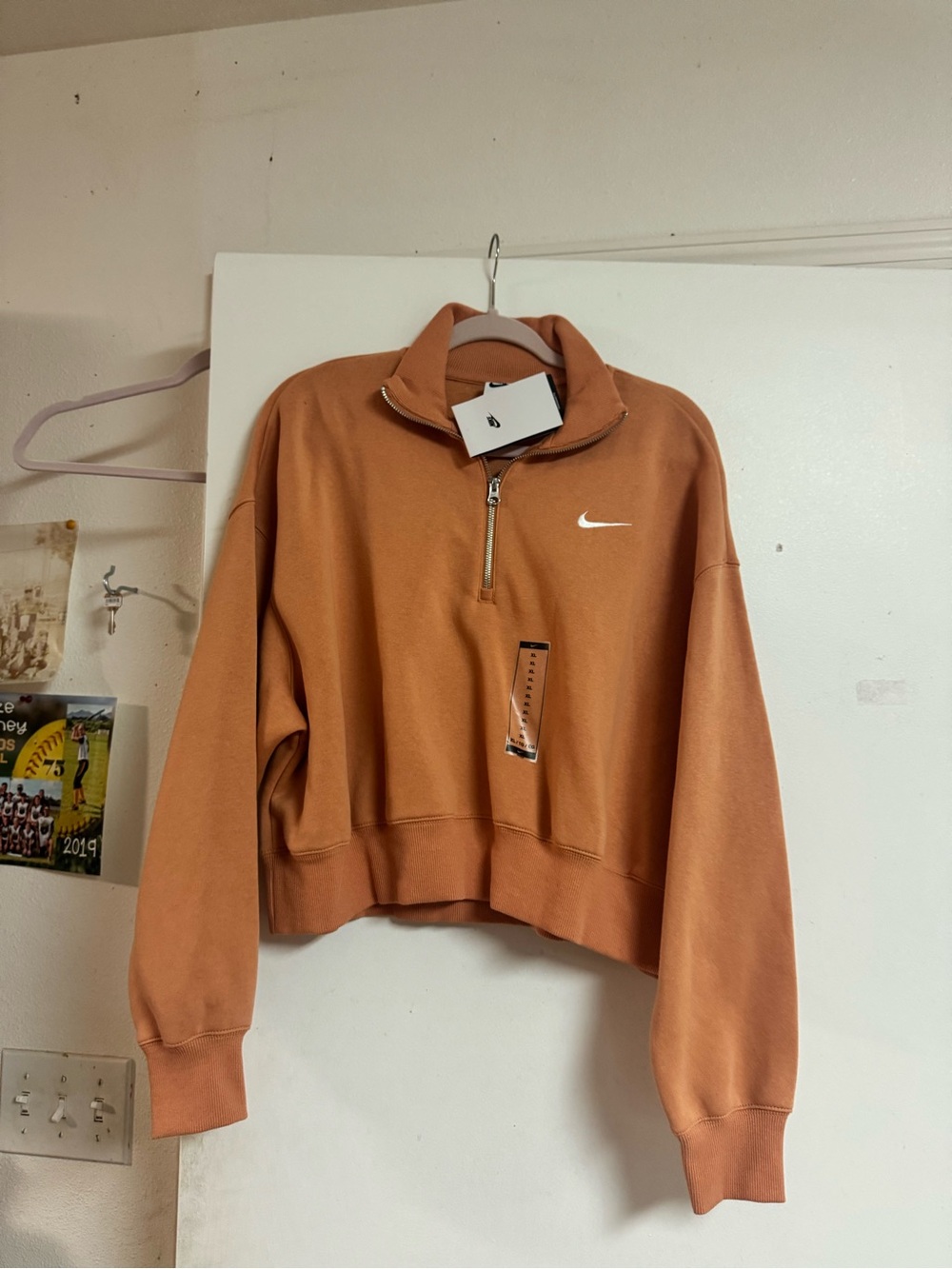 Nike Rust Orange Quarter-Zip Cropped Pullover Jacket